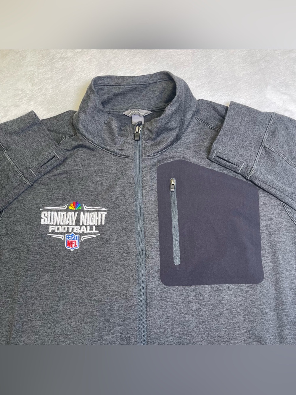 Eddie Bauer Men's Large Sunday Night Football Full Zip Fleece Jacket Charcoal